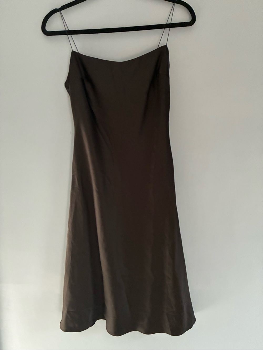 Satin Slip Dress in Black with Spaghetti Straps